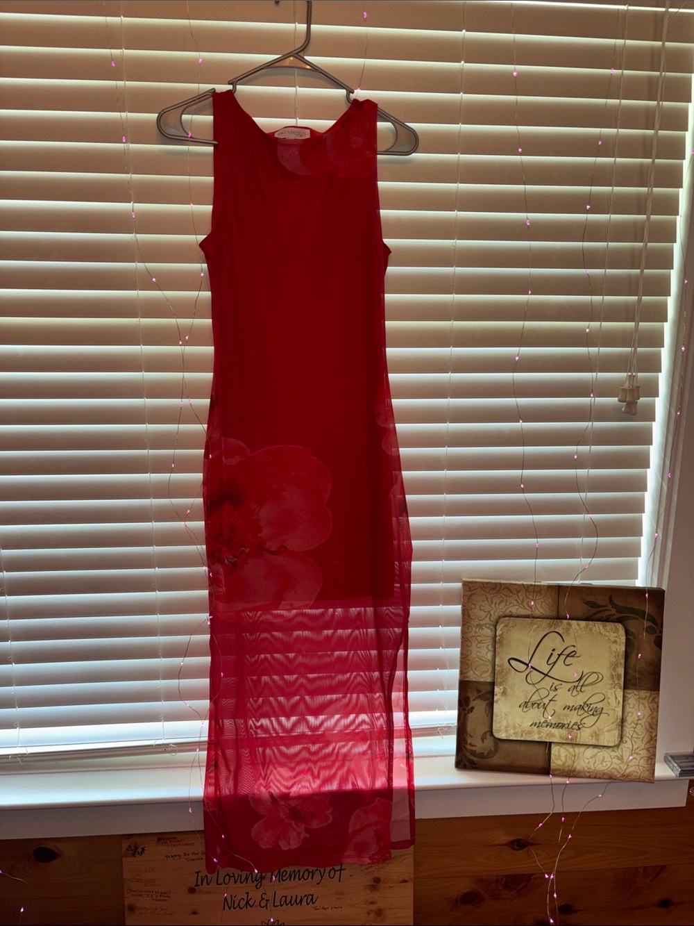 B*Famous Medium Sheer Lined Floral Maxi Dress in Red